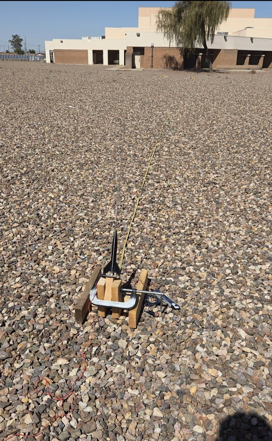 Solid-propellant rocket on the launch rail before flight